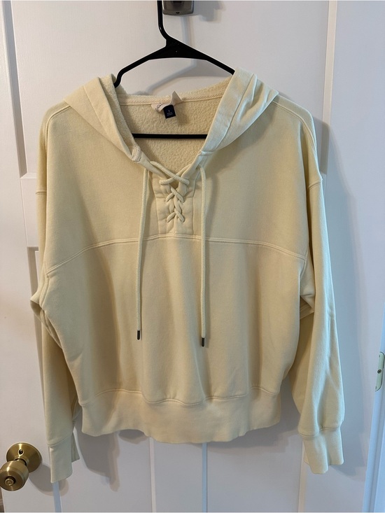 Universal Thread Tops - Pale yellow Lace-Up Hoodie